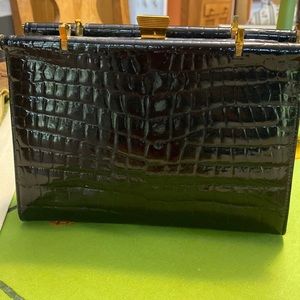 Black alligator stamped vintage purse